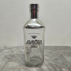 Avion Silver Tequila Glass Bottle Cocktail Shaker Stainless Steel Lid Barware